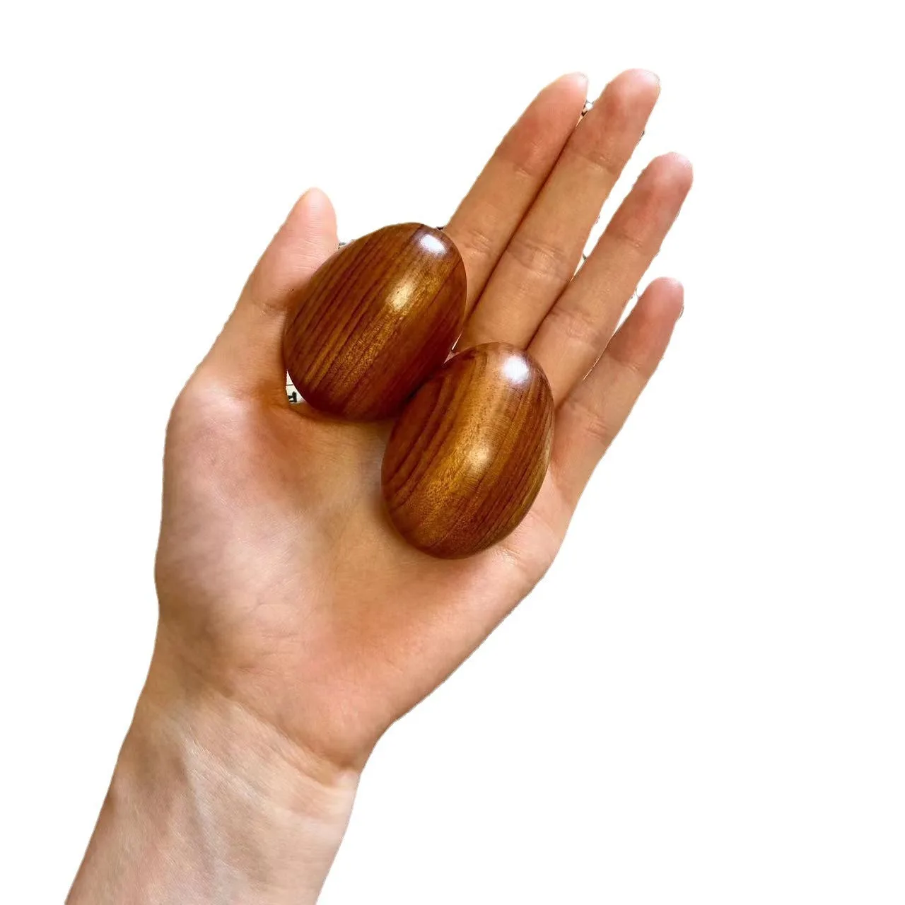 Natural Solid Wooden Hand Massage Exercise Balls Pumpkin Egg Shaped Stress Relief Fidget Toys For Adults Seniors Home Office Use view 5