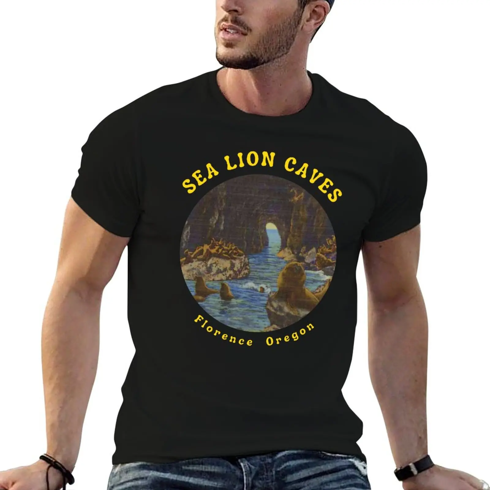 Sea Lion Caves near Florence Oregon. T-Shirt oversized vintage graphic tee tee shirts for men