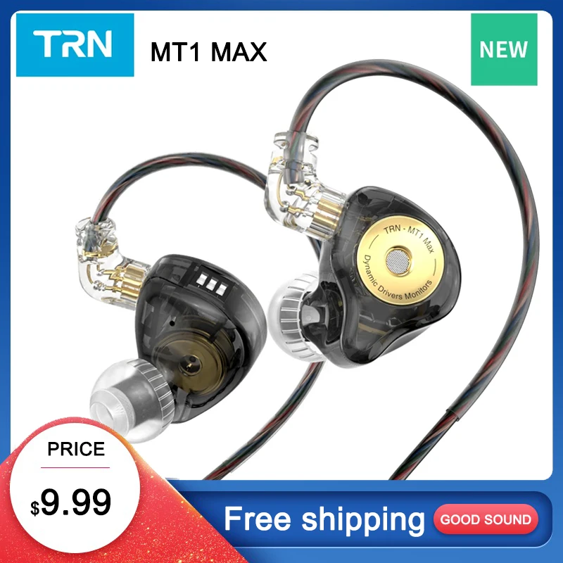 TRN MT1 MAX In-Ear Earphone Dual Magnet Dynamic Driver Wired  with Tuning Switch Cancelling HIFI Earbuds Bass Headset Conch ST7