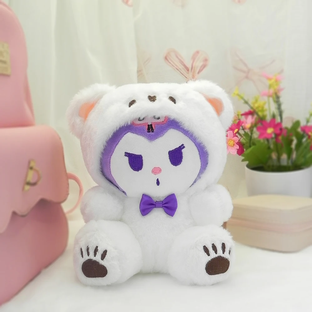 Mainan boneka mewah Sanrio 20cm boneka Anime Kuromi lucu boneka kartun Kuromi mainan hadiah Natal bantal anak-anak boneka lembut