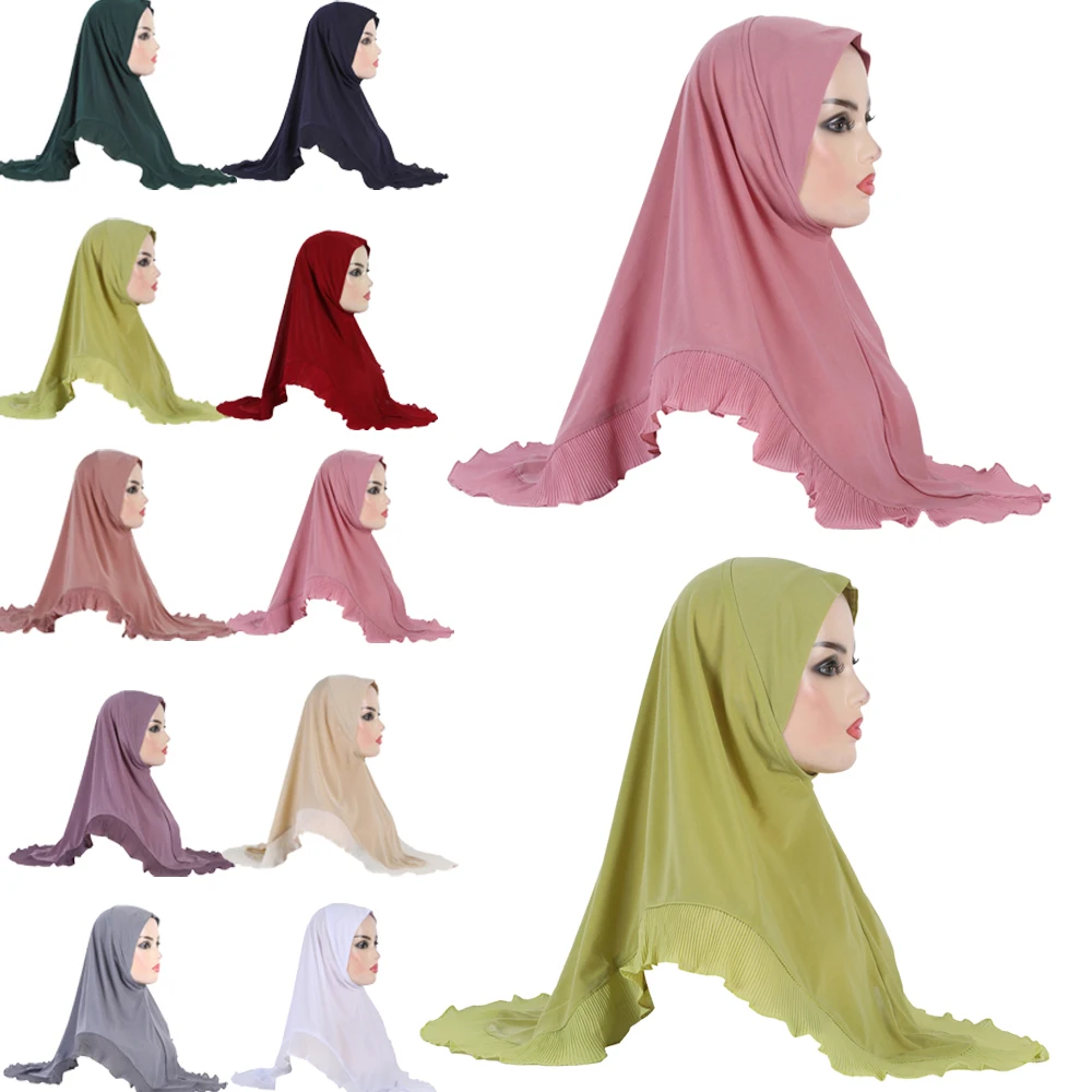 

Women Big Girls Hijab Instant Scarf One Piece Amira Muslim Pull On Headscarf Shawl Wrap Turban Islamic Pray Hat Headwear Niqab