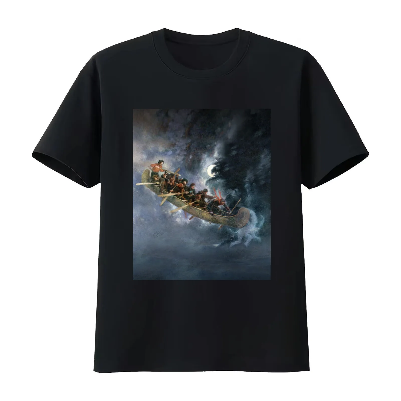 La Chasse-galerie The Bewitched Canoe The Flying Canoe French-Canadian Quebec legend painting by Henri Julien HD HIGH QU T-Shirt