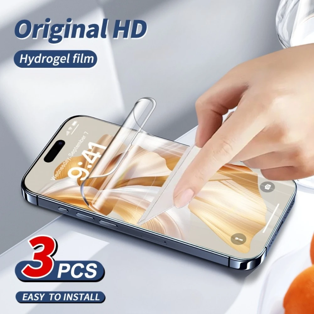 

4Pcs Full Cover Ultra HD Hydrogel Film for iPhone 17 16 15 14 Pro Max Air 13 12 11 Pro 15 16 Plus Anti-Scratch Screen Protector