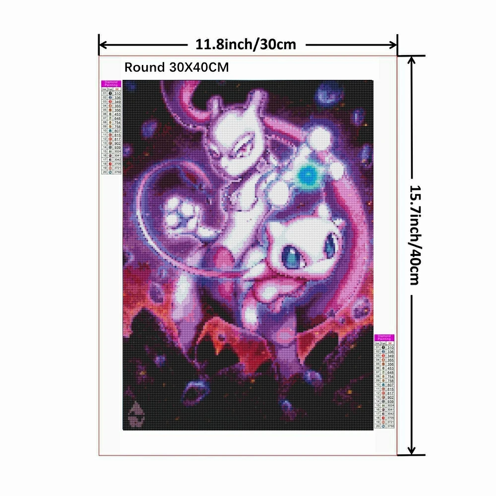 Cartoon Mewtwo Pokemon Diamond Painting 2024 New Arrivals 5D Full Cross Stitch Kit Mosaic Embroidery Home Decor Children Gift