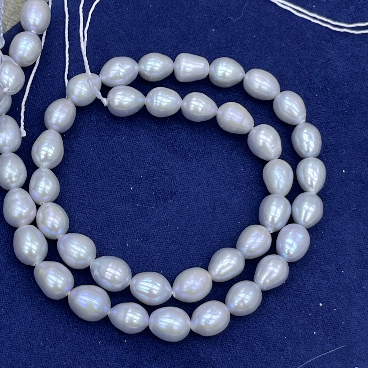 AAAA 7-8mm High-quality Irradiated Gray Rice-shaped Natural Freshwater Pearl Semi-finished Beads for Jewelry Making DIY Necklace