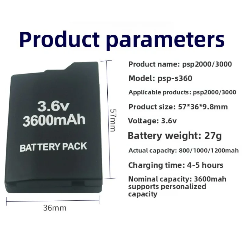 5pcs PSP-S360 3600mah 3.6V Battery for Sony PSP 2000 3000 3001 3002 2001  Gamepad PlayStation Portable Controller