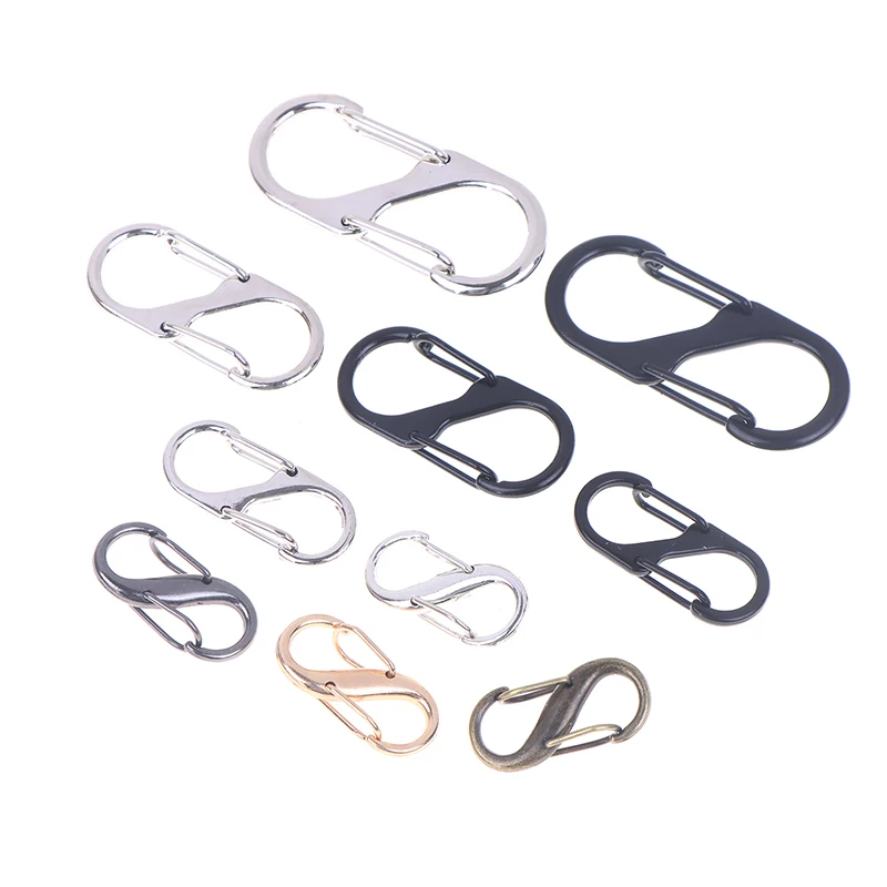 10 Buah Kait S Logam Penjepit Kunci untuk Berkemah Pengikat Ransel Aman Carabiner Gantungan Kunci Kait Cepat untuk Ransel Luar Ruangan