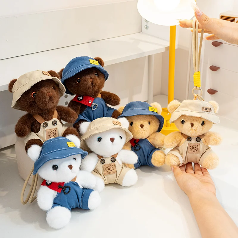 

Cowboy Bear Plush Toy Keychain White Brown Dark Brown Color Cute Soft Stuffed Animal Backpack Charm Boy Girl Kids Birthday Gifts