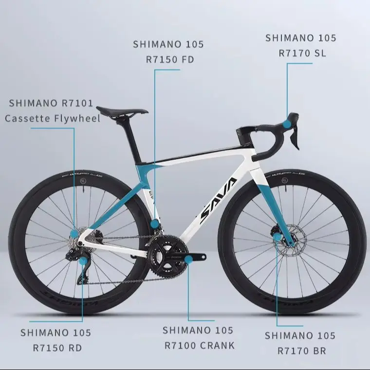SAVA HAWKEYE SLR7 Carbon Road Bike, Shimano 105 R7170 Di2 Electronic Hydraulic Disc Groupset, 700C Full Carbon Adult Racing view 3