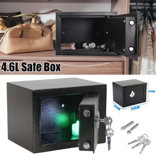 4.6L Secure Steel Safe High Security Operated Security Money Cash Safe Box For Home Office Jewelry Black