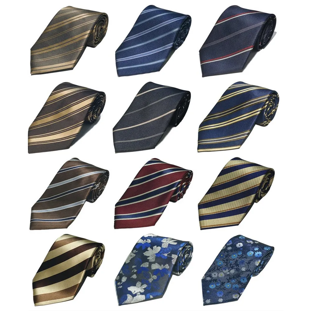 

Men's Fashion Tie 1200-PIN 8CM 3.15in Business Silk Striped Floral Black Navy Blue Yellow Red Necktie for Men Women