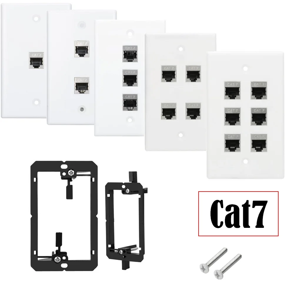 

JonISerl 115 * 70 mm Ethernet Wall Plate, 1-6 Port Port CAT7 Keystone Female to Female Wall Plate-White Face Plate ABS