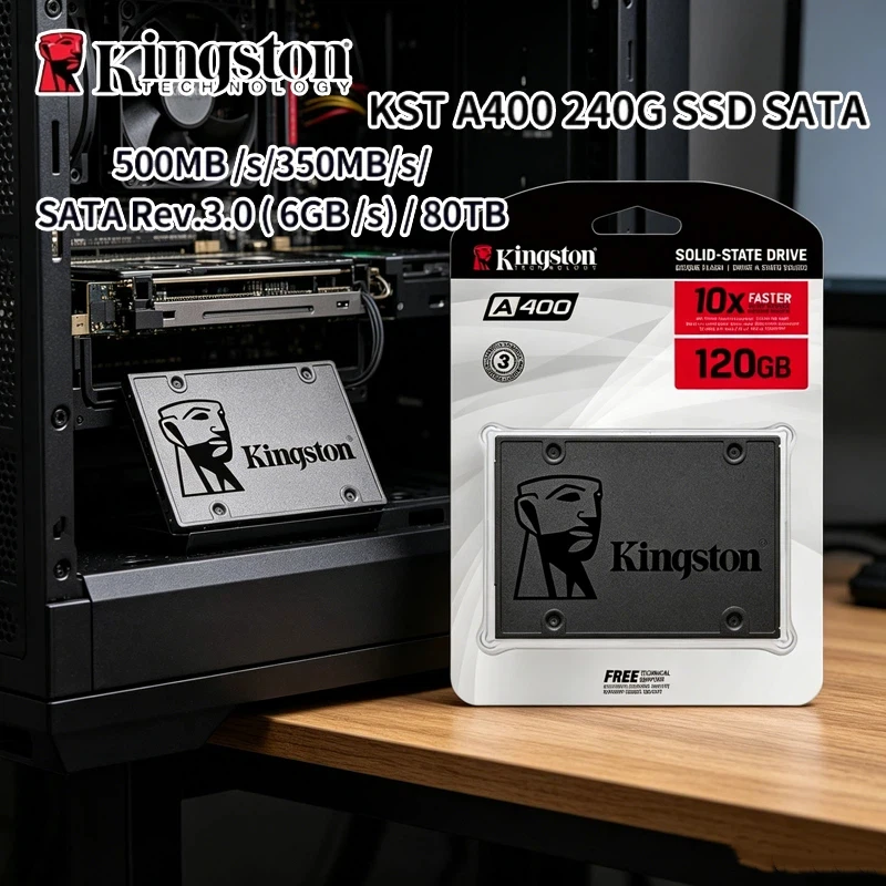 Unidad de estado sólido interna Kingston A400 SATA3 de 2,5 pulgadas, unidad de estado sólido de lectura y escritura rápida de 120 GB-960 GB para almacenamiento mejorado en computadoras portátiles y de escritorio para juegos
