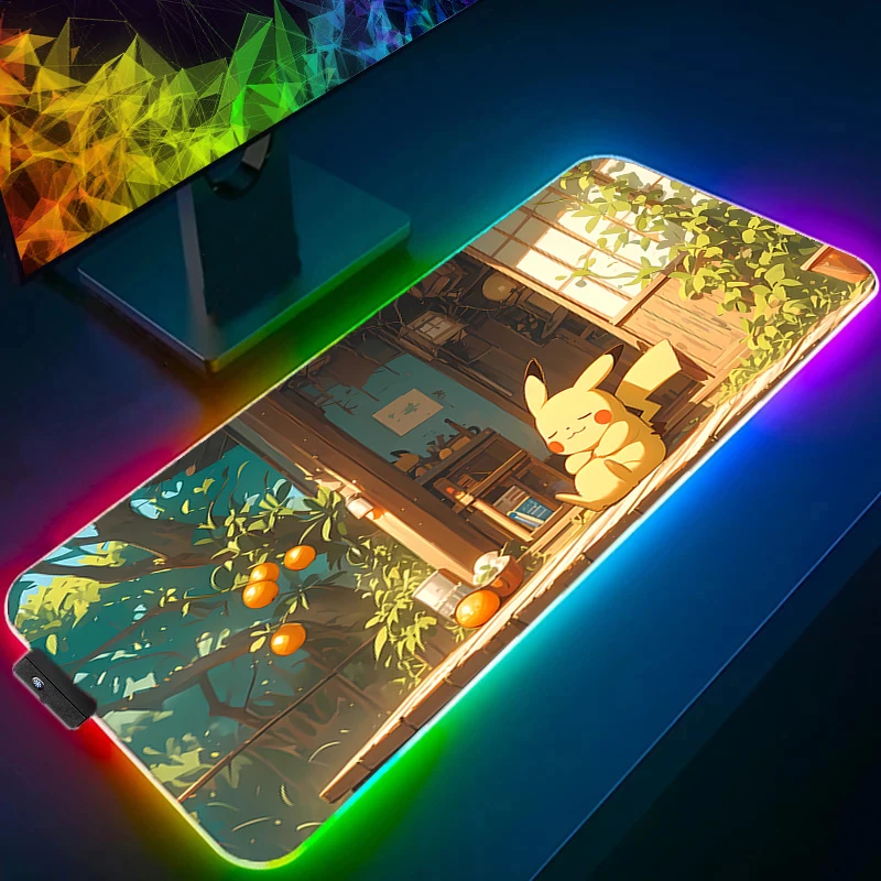 

Светодиодный коврик для мыши Gamers Decoracion Gamer Desk Mat RGB Коврик для мыши P-Pokemon P-Pikachu XXL игровые аксессуары Varmilo Коврик для клавиатуры