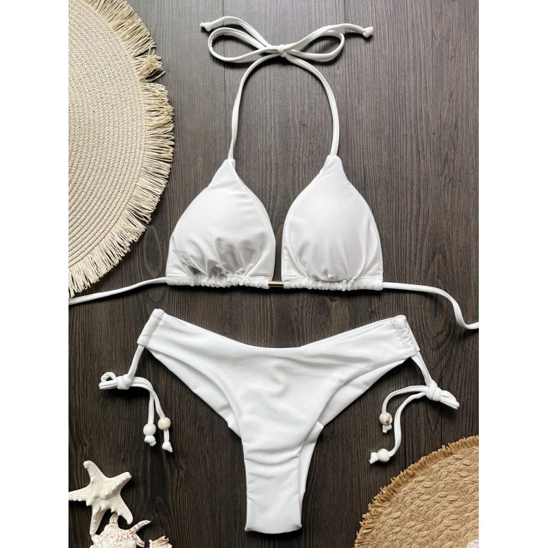 2025New11A color bikini Solid Color Swimsuit Beach Sexy Women's Swimwear