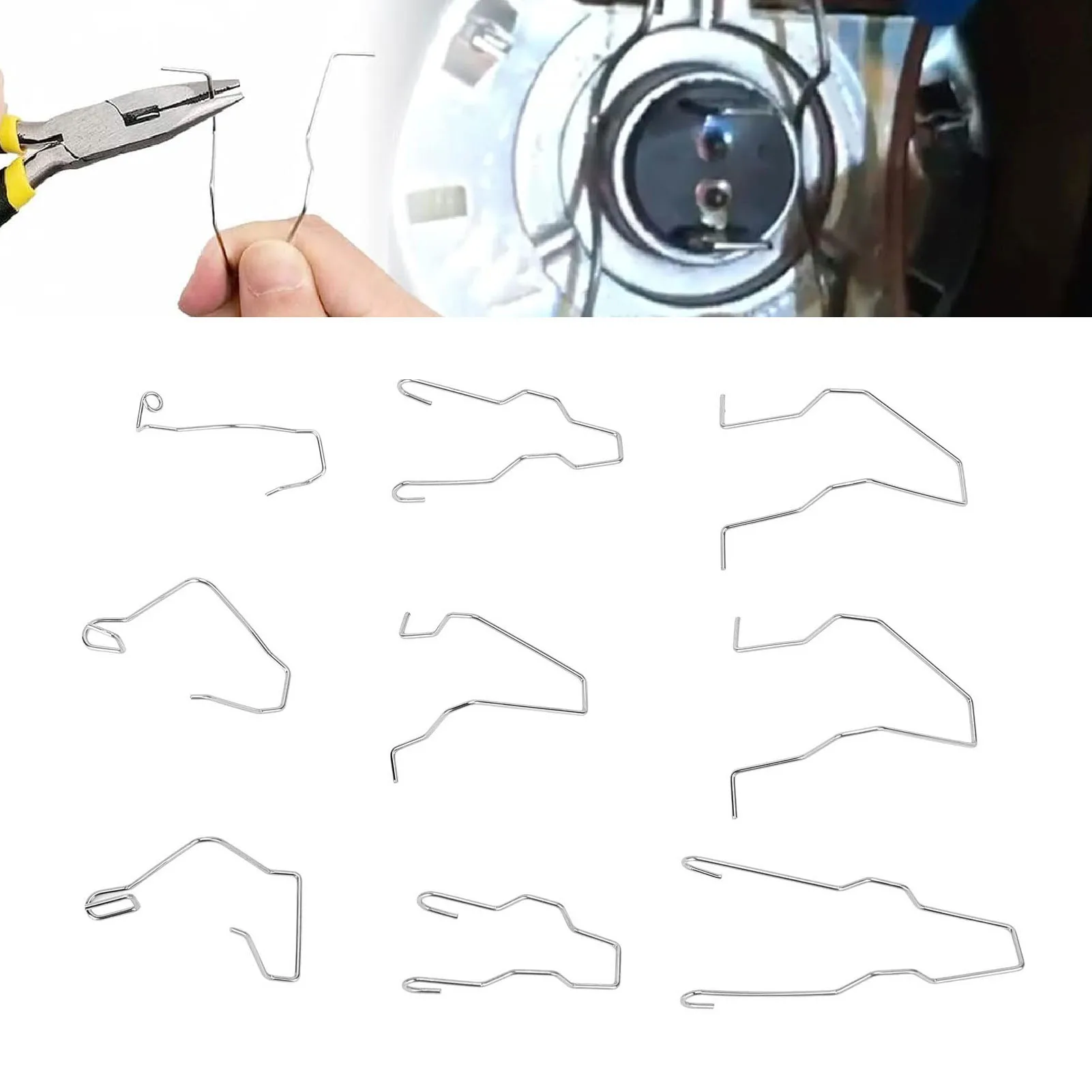 

9pcs Headlight Retaining Spring Clips High Strength Headlamp Dip Dipped Beam Bulb Holder Clips for H1 H3 H4 H7 Bulbs