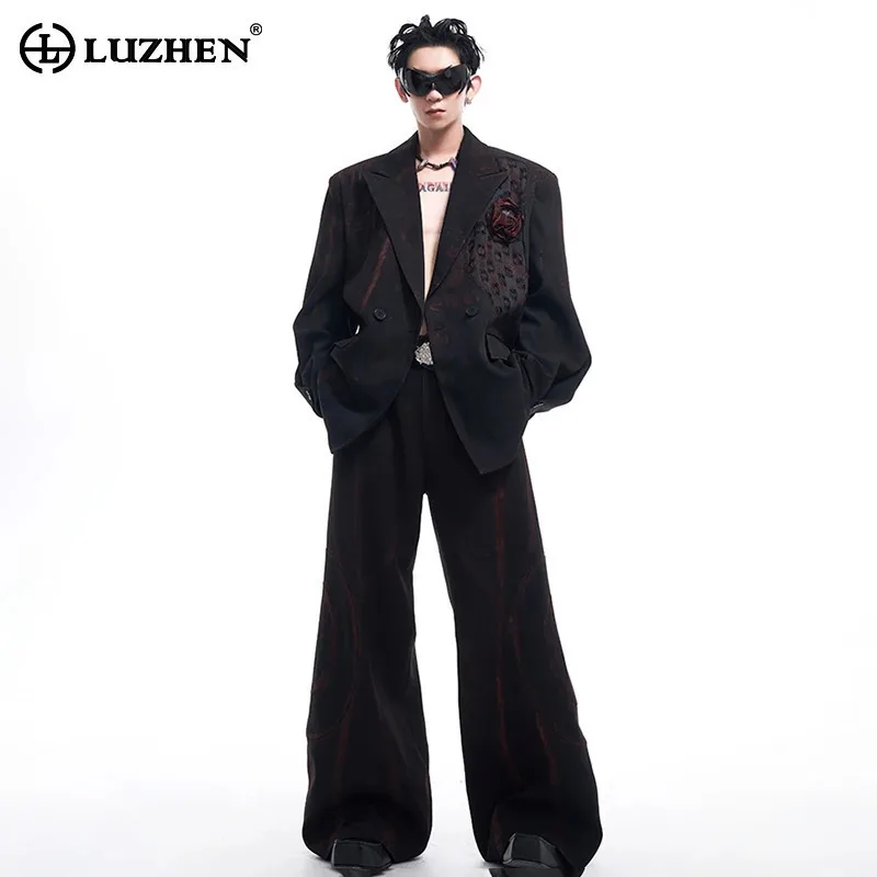 LUZHEN Blazer Men's Nightlife 2024 High End Luxury Prom Clothing Handsome Scrawl Trendy Designer Original Straight Pants LZ5919