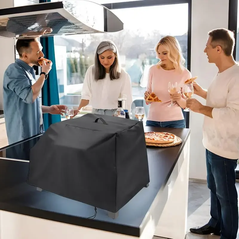 Waterproof Pizza Oven Cover Dustproof Outdoor Protective Pizza Oven Cover Black Camping Windproof Accessories for BBQ Camping RV