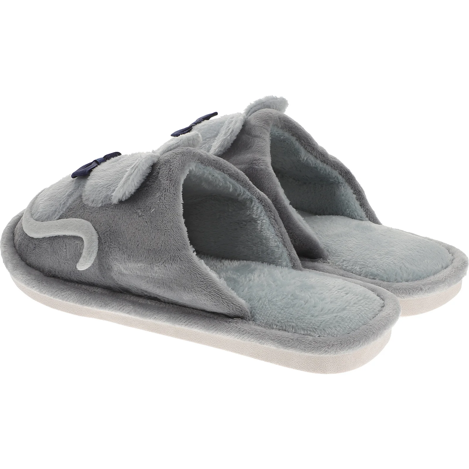 

1Pair Cartoon Cat Shape Kids Slippers Warm Cotton Grey 23cm Size 23 Indoor Winter Slippers Non-Slip Comfortable for Boys Girls