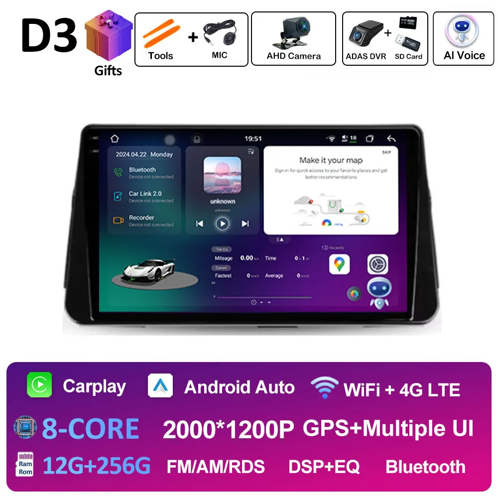 Android 14 Draadloze Carplay Auto voor NISSAN MICRA KICKS 2017 2018 2019 Autoradio Multimedia Videospeler 4G Navigatie GPS BT