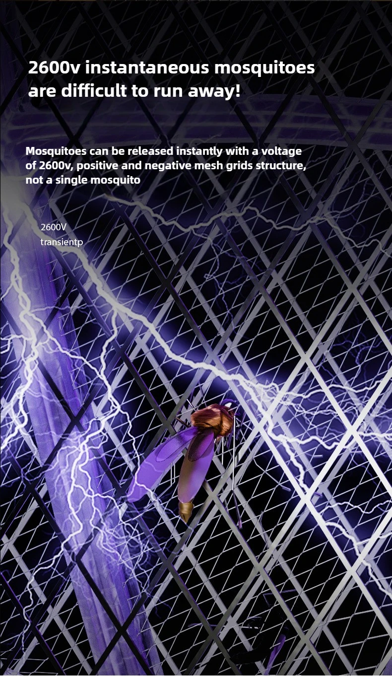 منشة البعوض الكهربائية ومصباح طارد - قاعدة قابلة لإعادة الشحن عبر USB + عصي قابلة لإعادة الملء، جهاز قاتل الحشرات الداخلي والخارجي 2 في 1