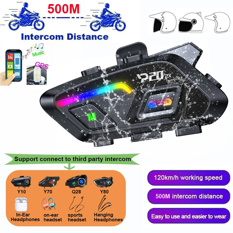 

1/2pcs Wireless Dual core 6.0 Motorcycle Intercom Headset Helmet 500m Distance 1000mAh Interphone Support Music Sharing