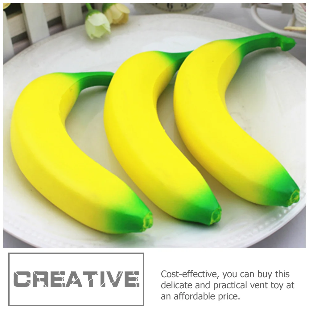 2 Pcs Banana Toy Stress Lovely Stretchy Pressure Toys Children’s Pu Elasticity Interesting Adorable Model Funny Sensory