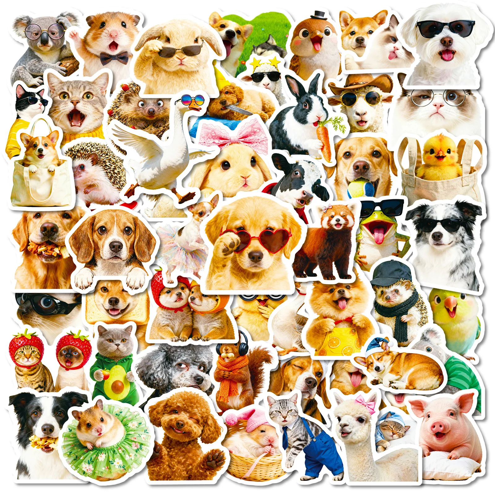 

56/112PCS Funny Pet Sticker Pack, Animal Themed Waterproof Decals for Notebook Phone Cup Guitar Phone Case Kids Crafts