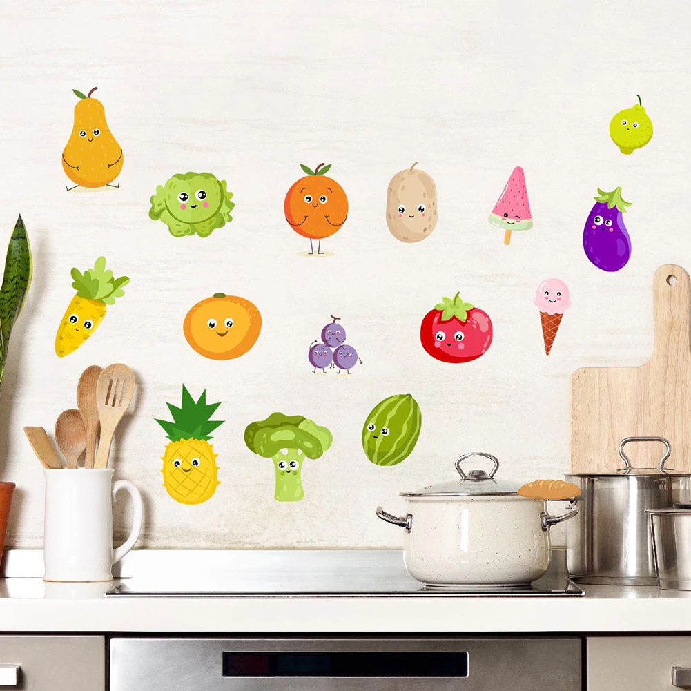 Tape Wall Sticker Party Vegetable Waterproof 11.8x11.8inch Anti-oil DIY Decor Fruit Paste Removable 1set 30x30cm