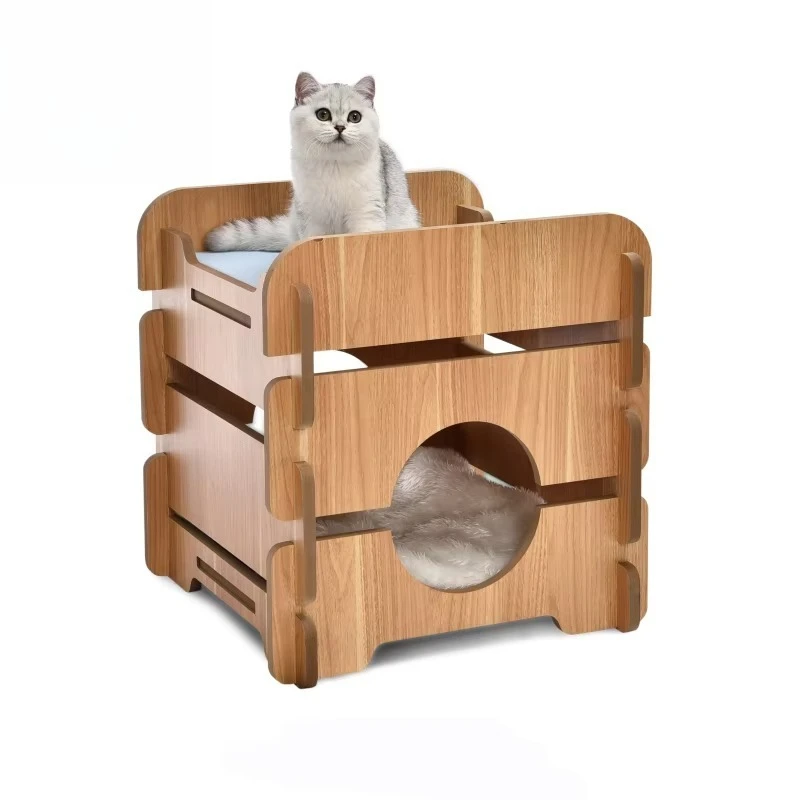 

Quality Wood Color Pet House Furniture Indoor Pet Bed House