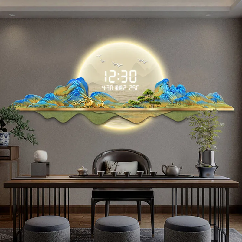 Luxury Creative Wall Clock Unique Chinese Style Designer Art Wall Clock Luminous Minimalist Reloj Digital Pared Room Decorarion