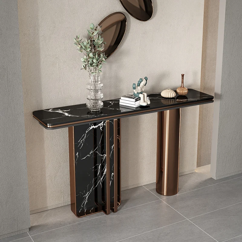 Light luxury marble entrance table Simple entrance table Against the wall Entry living room End view table Narrow case rock slab