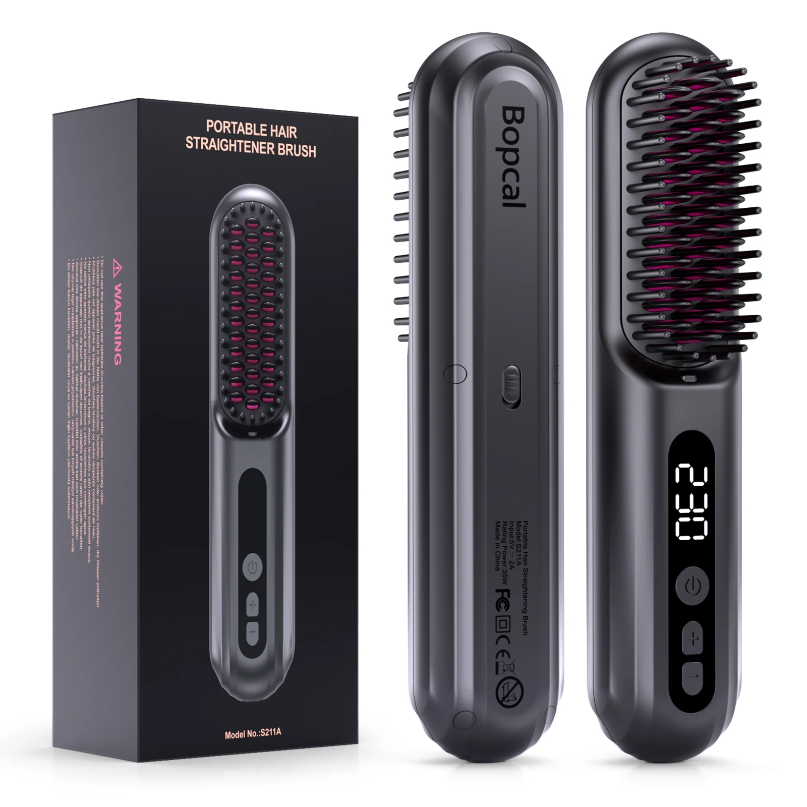 Cordless Negative Ionic Hair Straightener Brush Hot Comb 5000mAh Hair Iron Straightener Hair Straightener and Curler Women Gift