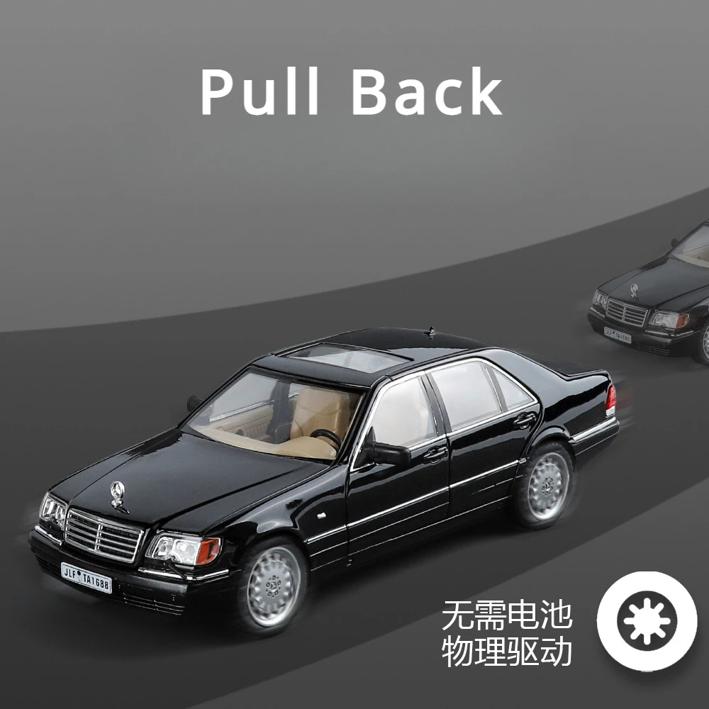 1:24 Mercedes-Benz W140 320SEL High Simulation Diecast Car Metal Sound Light Alloy Model Car Children\'s Toys Collection Gifts