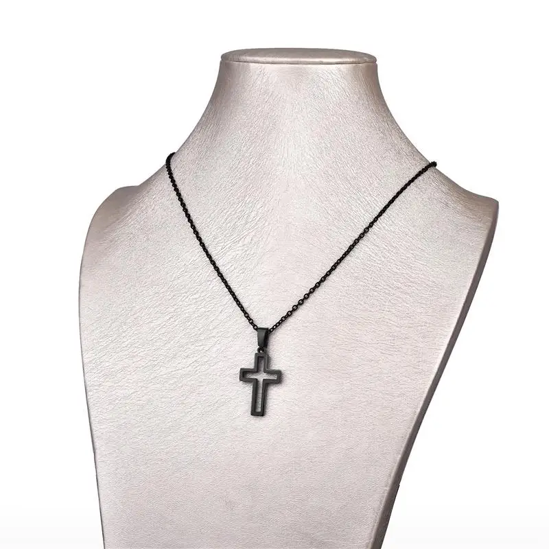 Fashion Cross Necklace For Women Men Stainless Steel Chain Cross Pendant Necklace Jesus Christian Charm Chokers Jewelry Gifts