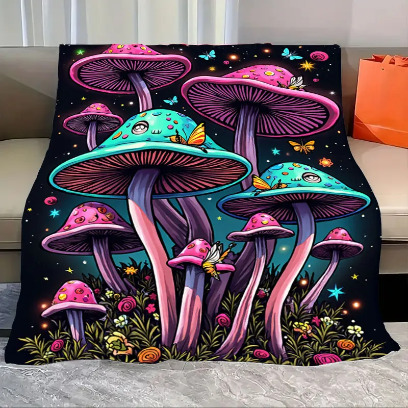 1 قطعة بطانية الفانيلا بطانية حديقة الفطر مخدر-تصميم غابة الخيال النابض بالحياة