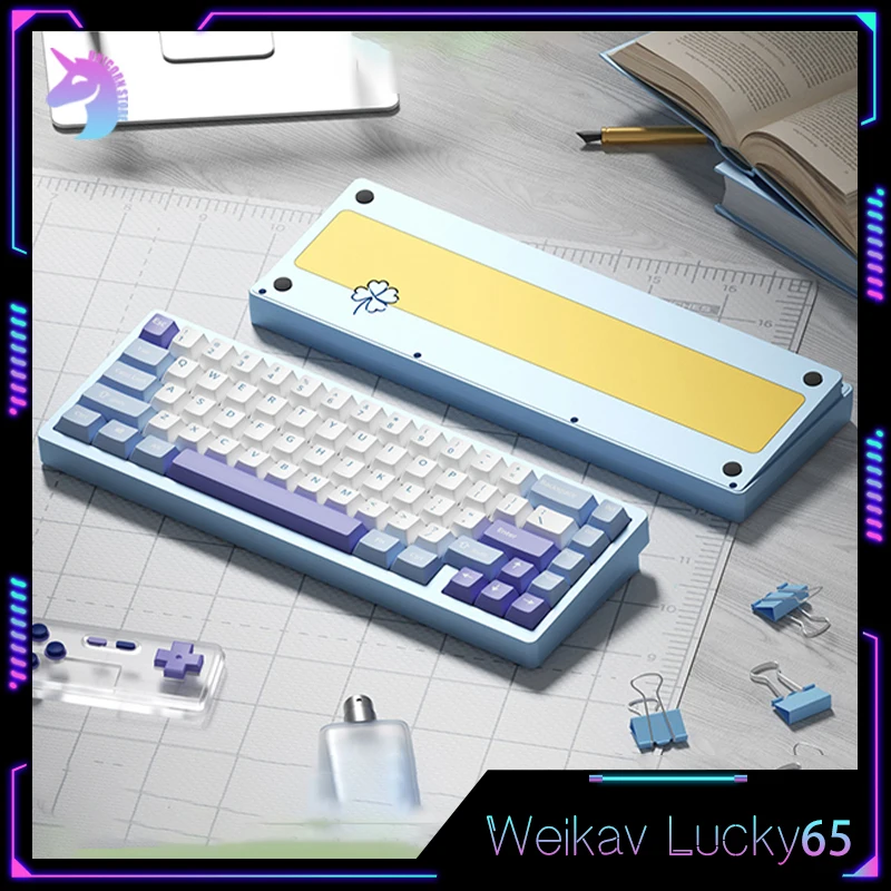 

WEIKAV Lucky65 Mechanical Keyboards 2.4G Wireless Bluetooth Keyboard Customized 3Mode RGB Backlit Keycaps PBT Keyboards Gift