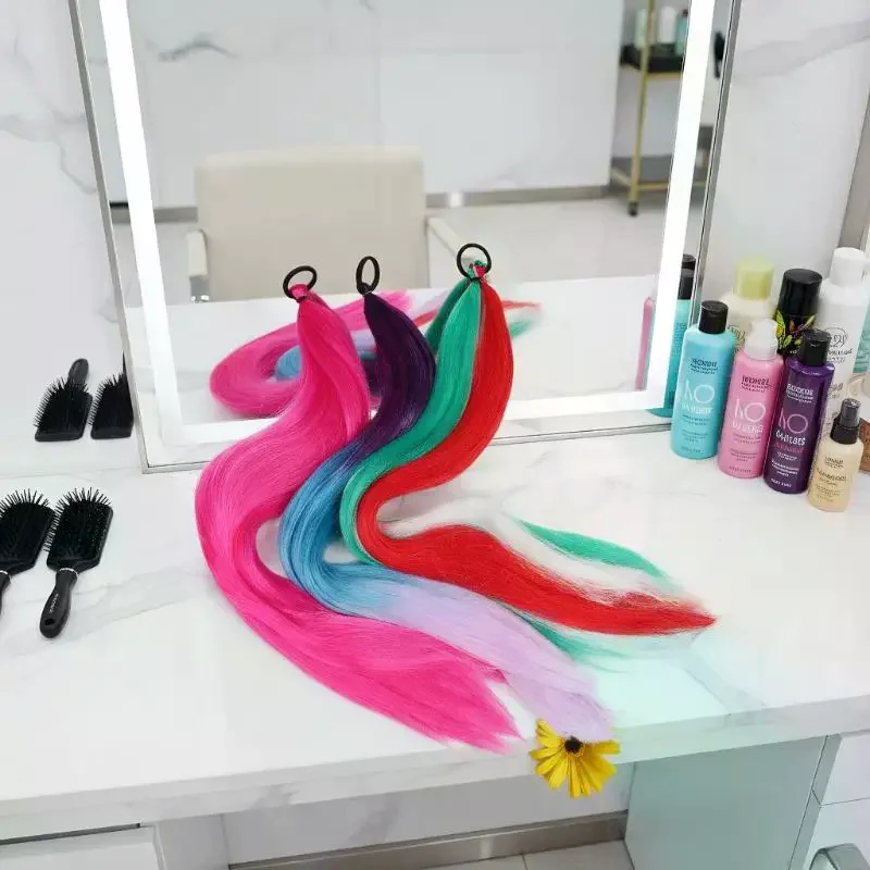 Costume Hair Extensions: Straight Long Synthetic Ponytail with Rubber Band