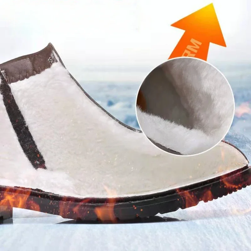 Обувь для мужчин, осенне-зимние британские кожаные ботильоны, модная теплая деловая обувь, мужская повседневная обувь с высоким берцем, ботинки с круглой головкой