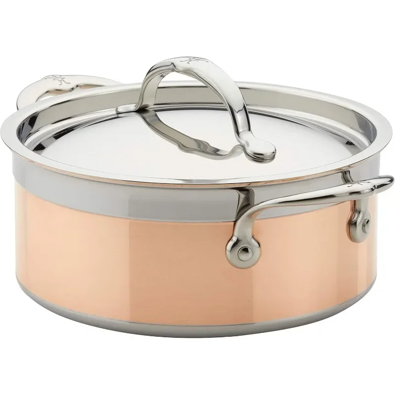 100% Pure Copper Soup Pot, Induction Cooktop Compatible, 3 Quart   Cookware Set