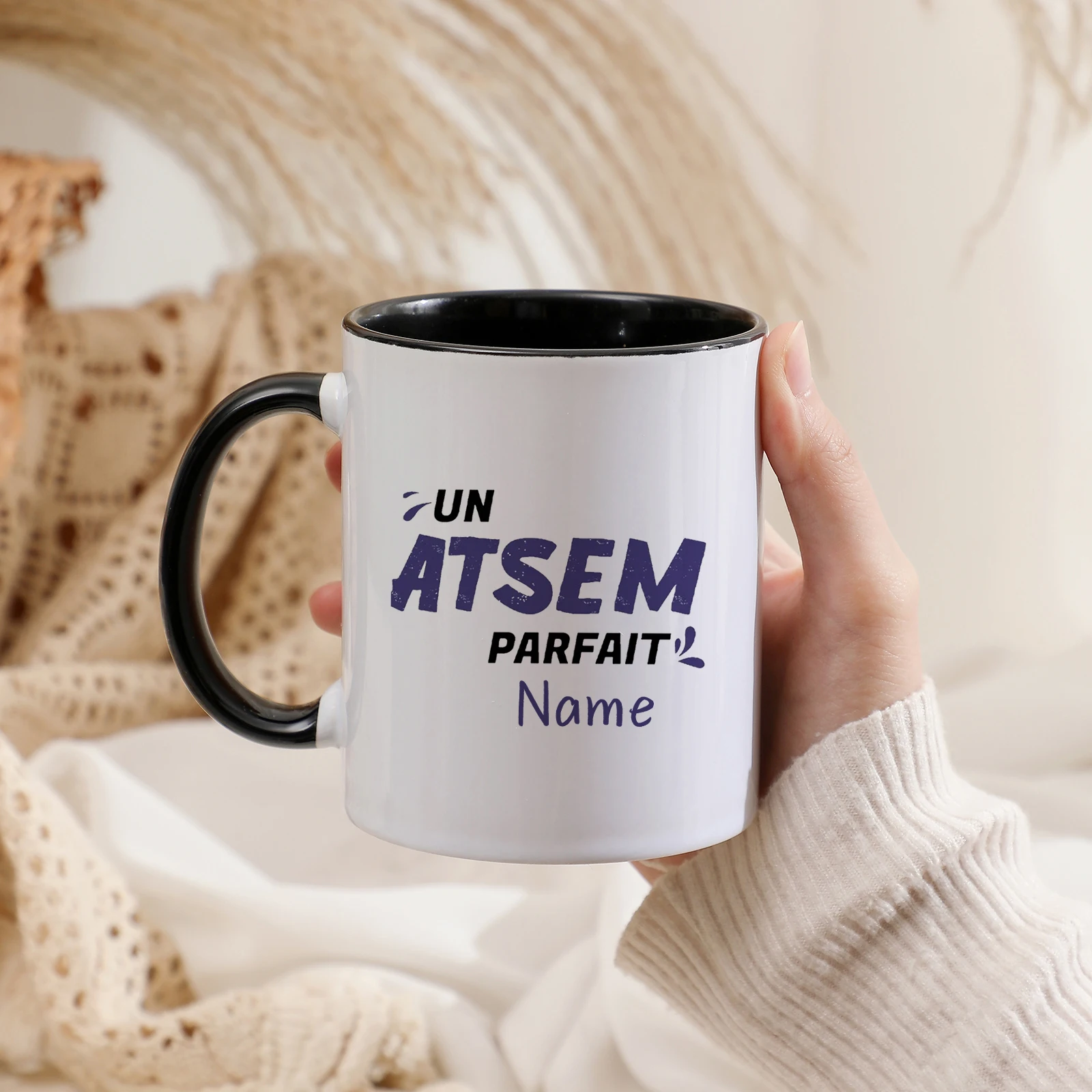 

Super Atsem Customized Name Mug with Handle Milk Coffee Cup Reusable Ceramic Cups Drinking Utensils Personalized Gift for Atsem