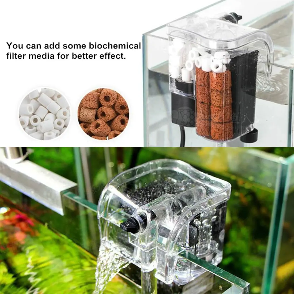 3 In 1 Hanging External Aquarium Filter Water Oxygen Circulation Filtrator Waterfall Filter Pump Fish Turtle Tank