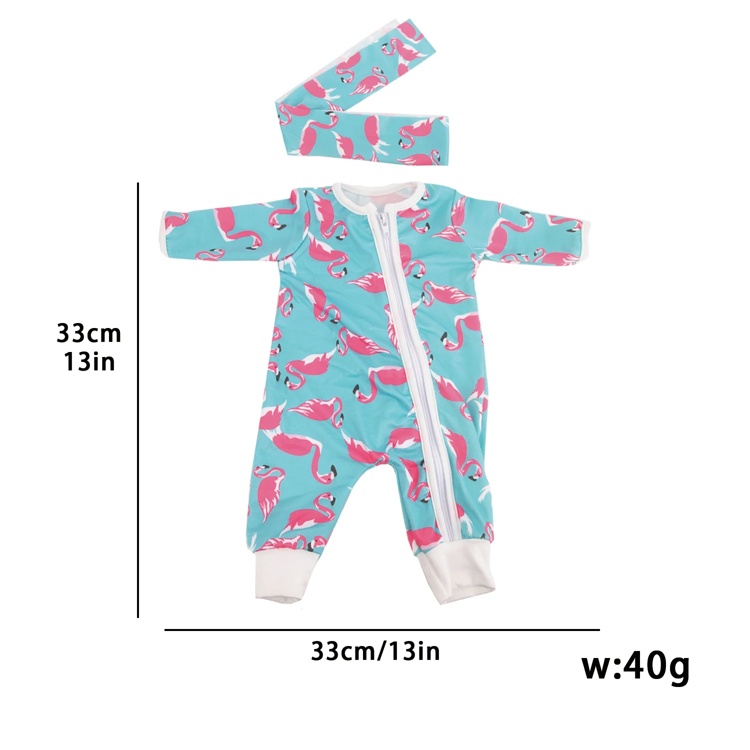 18 Inches American Doll Clothes Flamingo Jumpsuits+Headband Clothing Suit For 43cm Baby New Born&OG Girl,Russia DIY Dolls Toy