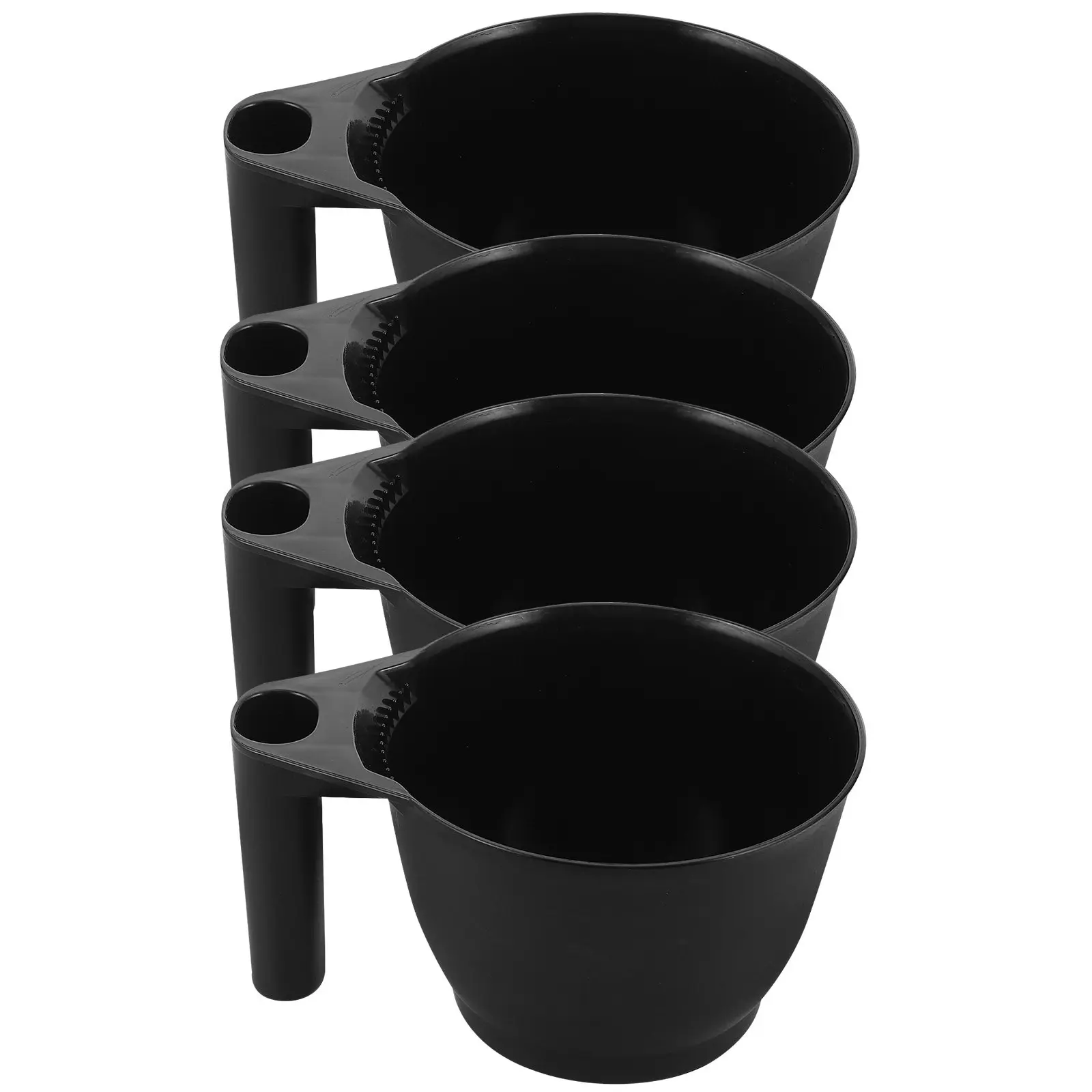 

4Pcs Hair Dye Mixing Bowls Black Plastic Professional Salon Hair Color Bowls with Ergonomic Handle Accurate Color Mixing Tools