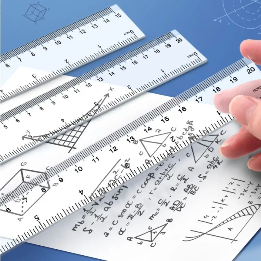 Desk Accessories 15cm 20cm 30cm 40cm Straight Ruler Plastic Transparent Measuring Ruler Multifunction Drawing Ruler Math