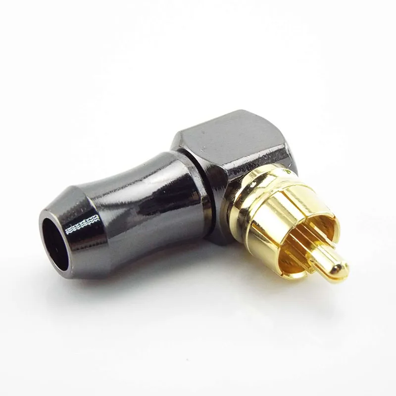 RCA Plug Connector 90 Degree Wire Connectors Gold Plated Terminal for 6.2mm Speaker Cable Right Angle Audio Adapter L Type H2