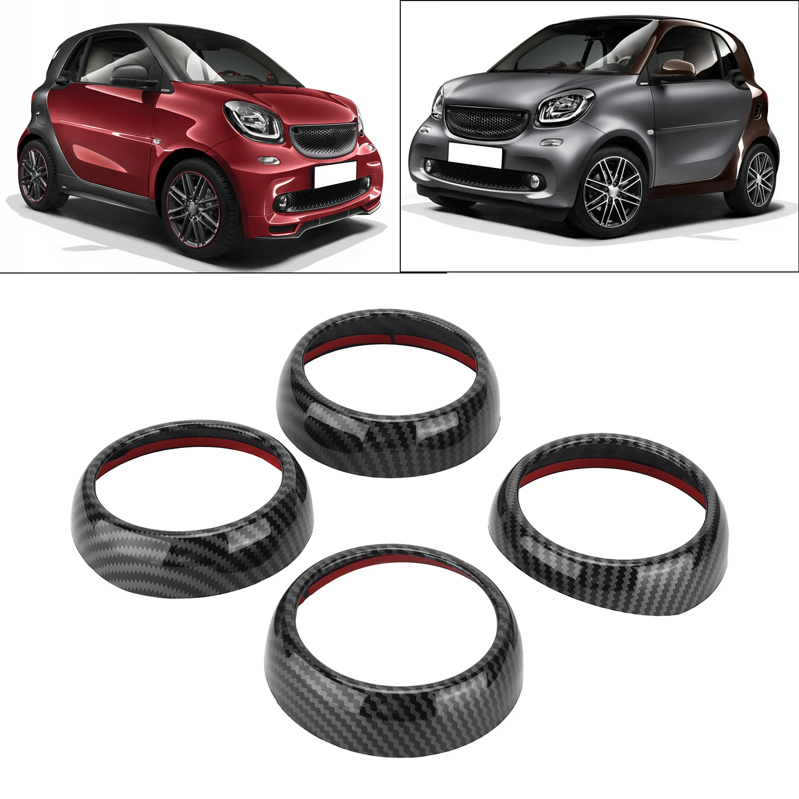 A/C Outlet Trim A/C Air Vent Cover Carbon Fiber Air Vent Covers Trims Replacement for Smart Fortwo/Forfour 453 2015‑2021