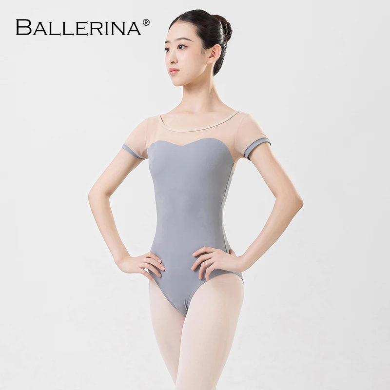 Ballerina Ballet Practice Leotards For Women Aerialist Dance Costume Short Sleeve Gymnastics Leotard Adulto 3658