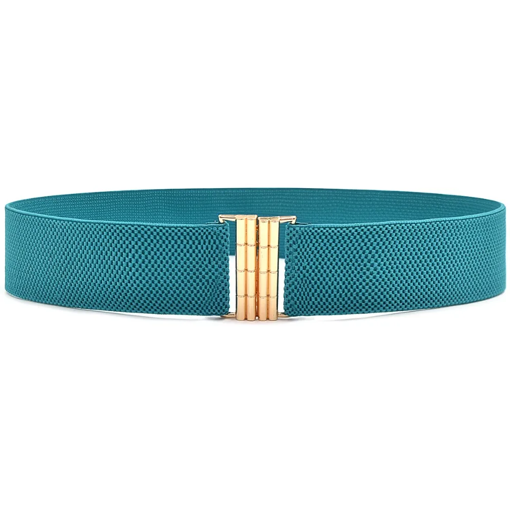 

Exquisite Wide Stretch Waistband Metal Buckle Solid Color Waist Strap Casual Waist Belts Clothing Decoration