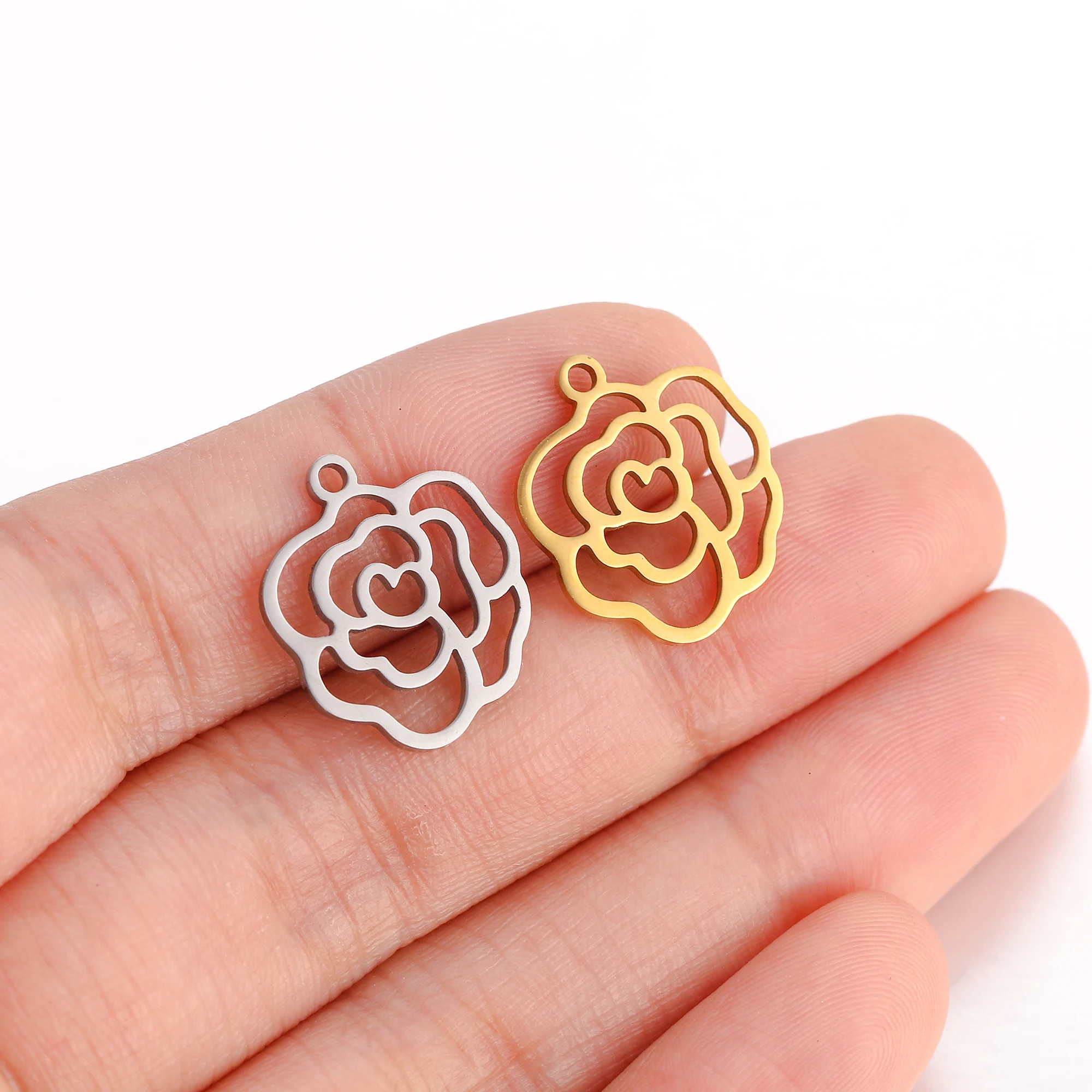 5PCS Nette Sonne Blume Charms Rose Blume Gold Farbe Charme Für Schmuck Machen Liefert DIY Halskette Ohrring Armband Zubehör – Detail 12
